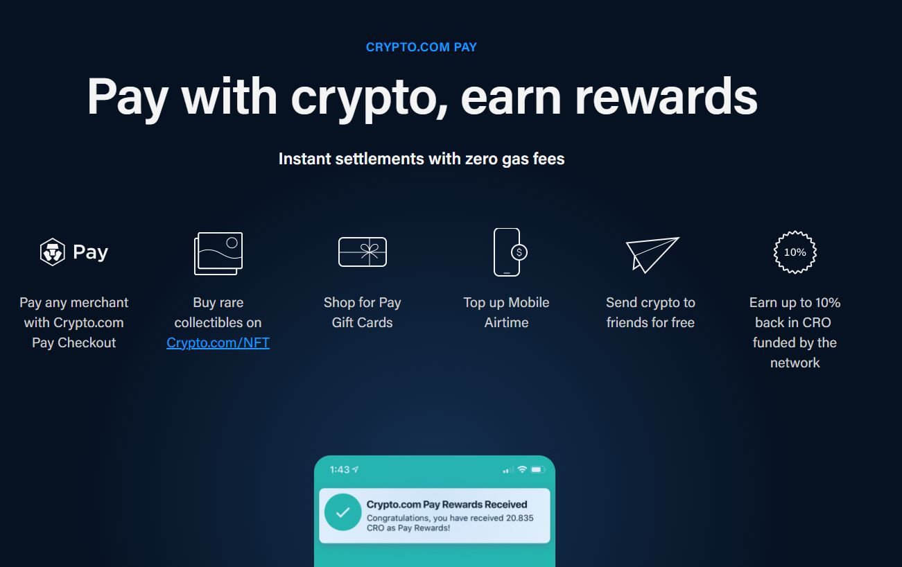Crypto.com bietet auch Zahlungsdienstleistungen an.